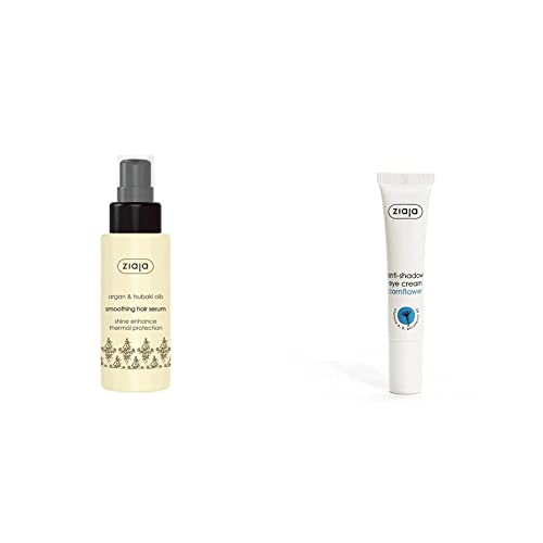 Ziaja Argán Serum Capilar Suavizante 50 ml (ZAG15295) & Contorno de Ojos Crema Antiojeras con Aciano - 15 ml