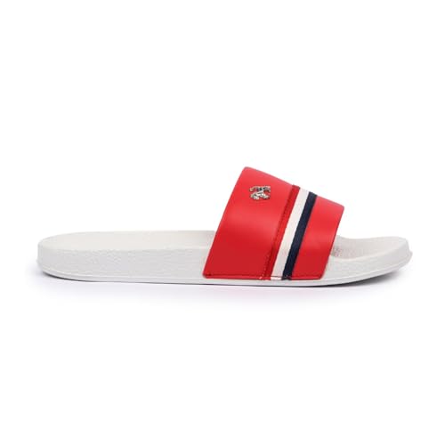 Image of PERY-PAO Sliders Mens White, Black, Red, Sky blue Solid Design Flip Flop & Slippers