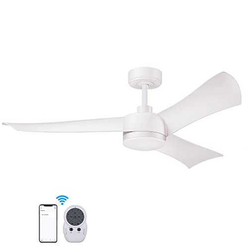 Modern White Smart Ceiling Fan with Lights Remote, 4”&10” Rod, 52” Quiet Outdoor Ceiling Fans, DC High CFM 6-Speed, Alexa,Google,APP workable, LED light, 3 Blades for Indoor Bedroom, Patios Porch Modern White Smart Ceiling Fan with Lights Remote, 4”&10” Rod, 52” Quiet Outdoor Ceiling Fans, DC High CFM 6-Speed, Alexa,Google,APP workable, LED light, 3 Blades for Indoor Bedroom, Patios Porch