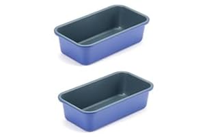 9x5 Inch Non-Stick Loaf Pans, Set of 2 Haze Blue Carbon Steel...