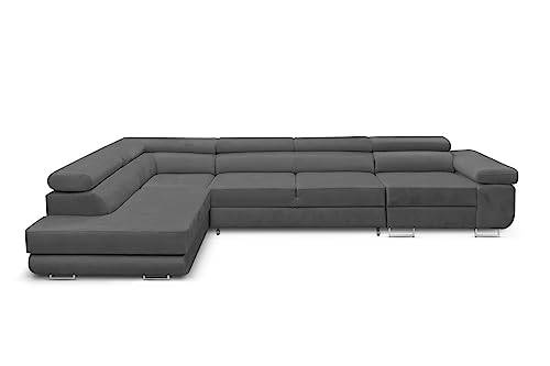 KREATIVE FURNITURE & DESIGN Ecksofa Links 343x88x203 cm - Sofa mit Schlaffunktion - Geräumig Eckcouch - Couch L Form - Wohnlandschaft L-Form Perfekt Für Ihr Zuhause Grau Links – Bild 3