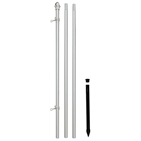 Flags Importer 10ft Aluminum (Silver) Outdoor Pole with Ground Spike - Silver Cover