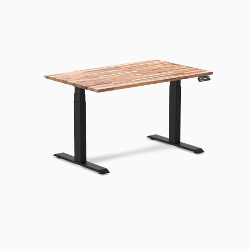 Image of Desky Electric Standing Desk, 48 x 30 inch Softwood Height Adjustable Sit Stand Desk, Dual Motor, Memory Presets, Ergonomic Workstation for Home Office - Acacia Wood Top