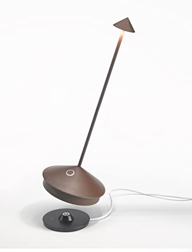 Zafferano, Pina Pro Lampe, Wiederaufladbare und Kabellose Tischlampe mit Touch Control, Geeignet für den Innen- und Außenbereich, Dimmer, 2700 K, Höhe 29 cm, Farbe Corten