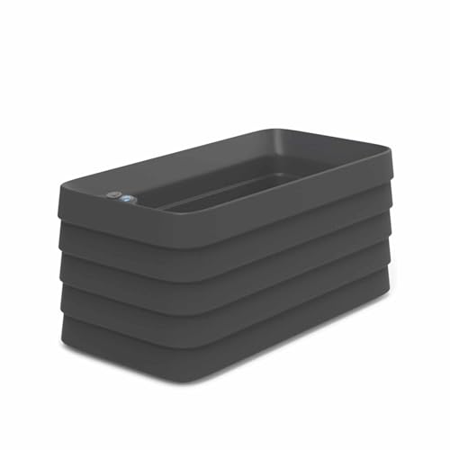 Crescent Garden Slat Medium Rectangular Planter Box for All-Weather - Self-Watering Outdoor Deck Box Planter for Flowers and Herbs (Caviar Black, 36'' x 17'' x 17''H)