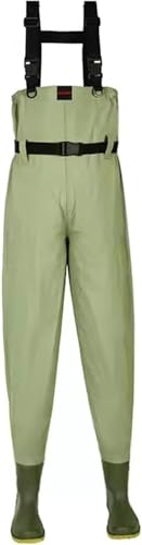 KIJyfgTR Wading Pants Gear Professional Fishing Clothing Half Body Full Body One Piece Waterproof Wading Pants(Green,10)
