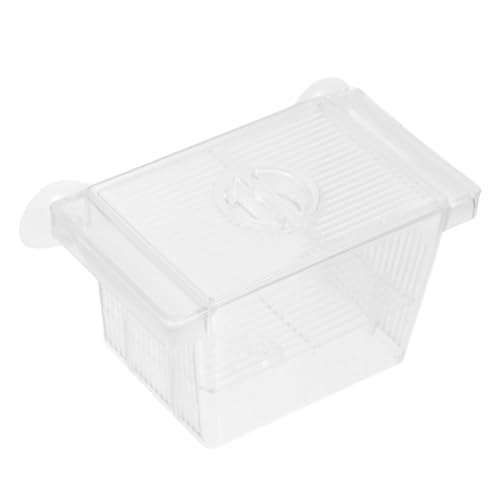 ibasenice 魚用自浮式繁殖ボックス 透明な水槽用孵化器 稚魚保護用仕切り付き 簡単設置可能な吸盤プ 小型魚とエビの隔離育成に