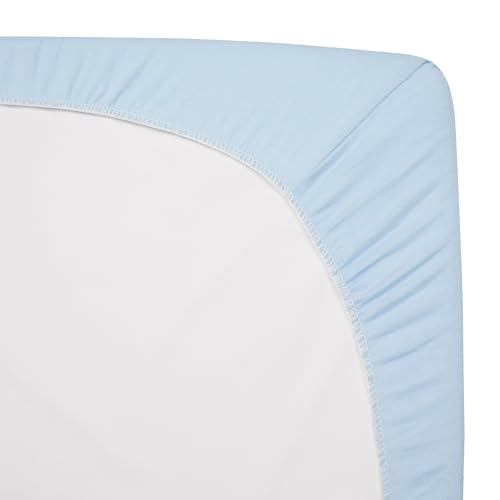Image of TL Care Supreme 100% Natural Cotton Fitted Crib Sheet 52 inch x 28 inch, Enhanced Thickness for Soft, Breathable & Hypoallergenic Jersey Comfort,Baby Blue, Neutral for Boys & Girls