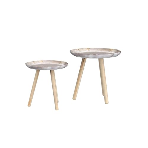 JUJOYBD Beistelltische 2er Set Weiß Gold - 35cm/40cm