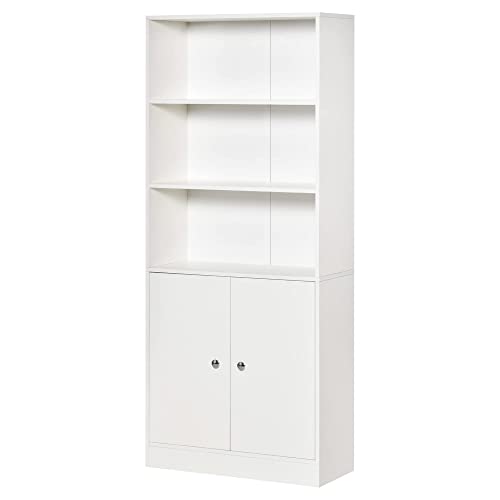 Librerias de Madera Blanca con Puertas Marca HOMCOM