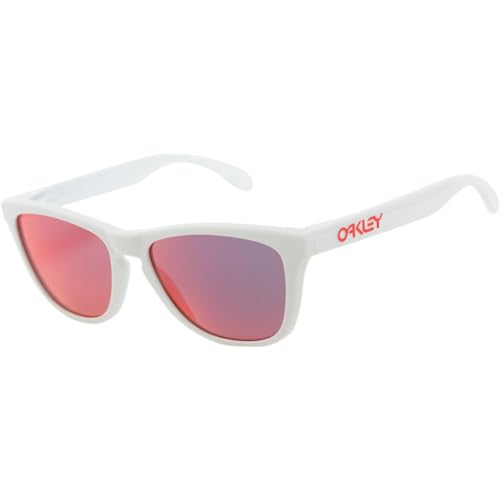 Oakley OO9013 Frogskins Square Sunglasses, Polished White/Ruby Iridium, 55 mm