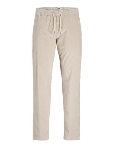 JACK & JONES JPSTKANE Men's Corduroy Jogger - Mid Waist - Relaxed Fit, Moonbeam, L