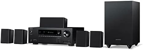 Onkyo HT-S3910 Home Audio Theater Receiver and Speaker Package, Front/Center Speaker, 4 Surround Speakers, Subwoofer and Receiver, 4K Ultra HD (2019 Model)