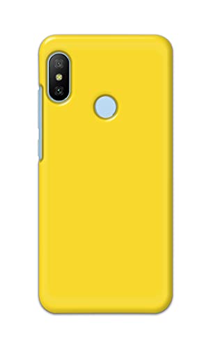 Image of Printed Hard Back Cover Case for Mi A2 Back Cover (Plain Yellow) -1803