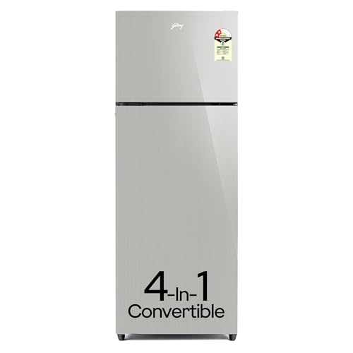 Image of Godrej 308 L 2 Star | 4-In-1 Convertible Technology | AI Powered | 360 Cooling | 95%+ Food Surface Disinfection | Inverter Frost Free Double Door Refrigerator (RF EON 331B RCIT ST RH, Steel Rush)