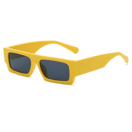 Lunettes de soleil rectangulaires avec petites montures et nuances jaunes