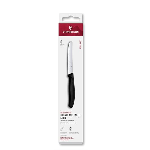 Victorinox 6 Pieces New Handle Shape Table Knife Tea Time Knife Black