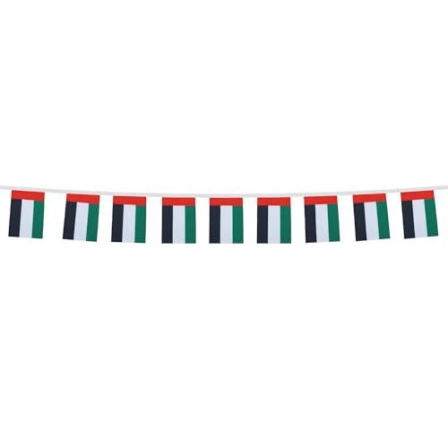 Image of AZ FLAG United Arab Emirates 6 meters BUNTING Flag 20 flags 9'' x 6'' - Emirati STRING flags 15 x 21 cm