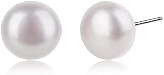 1/5 Pairs Pearl Earrings for Women,925 Sterling Silver Hypoallergenic Freshwater Natural Cultured Pearl Earrings Set,Big Small White Pearl Earrings Stud for Women Men Girls Jewellery Christmas(3-11mm)