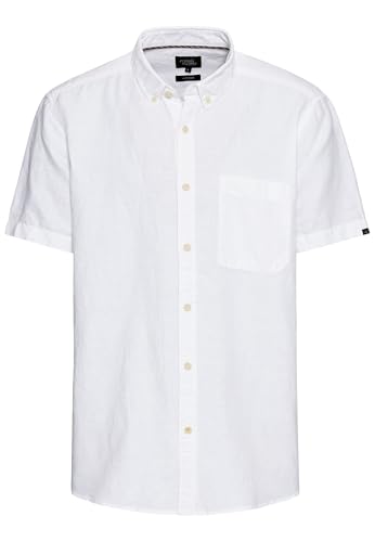 camel active Herren Kurzarmhemd aus einem Baumwoll-Leinenmix Weiß, Menswear-XL camel active Herren Kurzarmhemd aus einem Baumwoll-Leinenmix Weiß, Menswear-XL