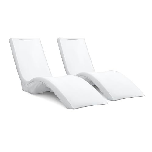 Step2 Vero Pool Lounger 2 Pack, Outdoor/Indoor Waterproof Patio Furniture, Pool Lounge Chairs, Use in Pools Up to 12 Inches of Water or Poolside Ledge, Made of Durable Plastic, Weighted, White