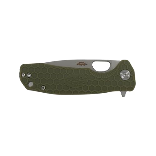 Honey Badger Medium Pocket Knife EDC Drop Point Folding Utility Knife 3.2" Steel Blade Reversible Pocket Clip - (2.9oz) Drop Point Medium Green HB1013