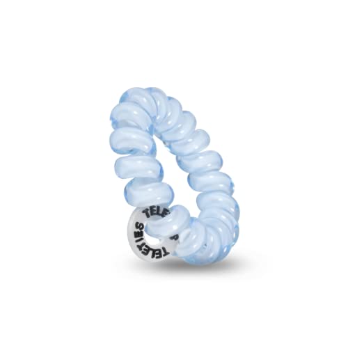 Teleties - Tiny Spiral Hair Coils - Ponytail Holder Hair Ties For Women - Phone Cord Hair Ties - Strong Grip, No Rip, Water Resistant, No Crease Hair Tie Coils - Tiny 5 Pack - Washed Denim #TOP7