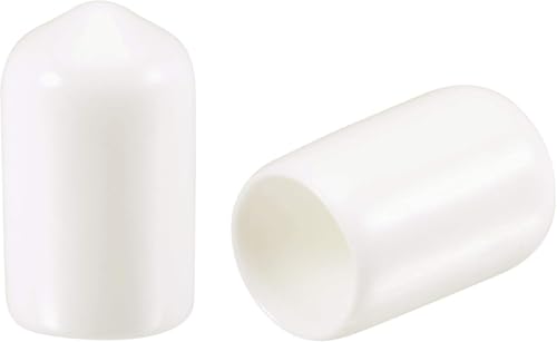 TA-VIGOR 200Pcs Rubber End Caps, 10mm ID Round Flexible Screw End Caps Thread Protectors, White Vinyl Bolt Covers Rubber Covers for Screws, Tubes, Cables, Wires, etc