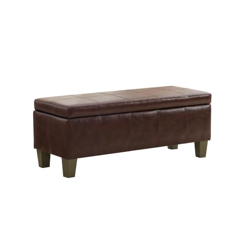 Image of 41 inch Storage Ottoman, Storage Bench with Safety Hinge, Upholstered Synthetic Leather Ottoman Bench for Bedroom, Living Room, Entryway, Hallway, Foot Rest, Support 500lbs