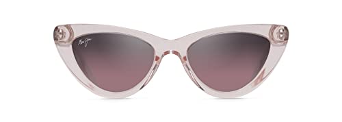 Maui Jim Women's Lychee Polarized Cat Eye Sunglasses, Translucent Light Pink/Maui Rose®, Medium