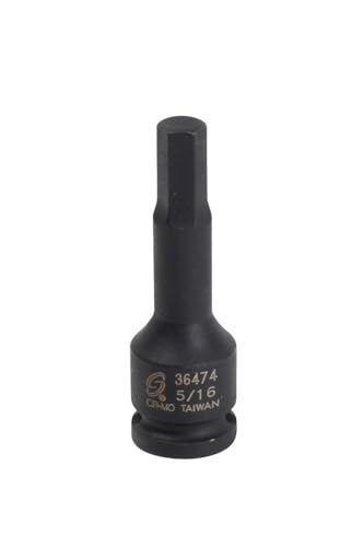 SUNEX Tools 3/8 in. Drive 5/16 in. 6-Point Hex Bit Impact Socket, CR-MO Steel, Model 36474