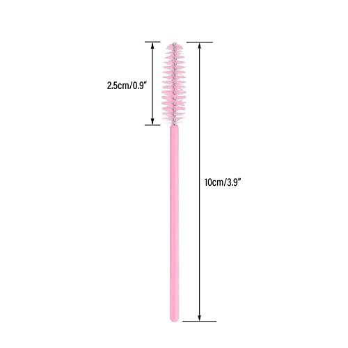 Image of G2PLUS 300PCS Disposable Eyelash Brushes, Adjustable Mascara Wands Makeup Applicator Kits, Lash Spoolies Brushes for Eyelash Extensions and Eyebrows (Pink)