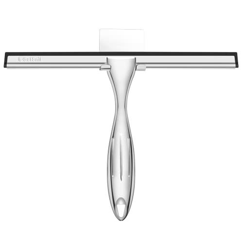 SetSail Shower Squeegee for Glass Doors Stainless Steel Squeegee for Shower Glass Door Window Squeegee for Window Cleaner Tool Squeegee for Bathroom Mirror Tiles and Car Window Cleaning