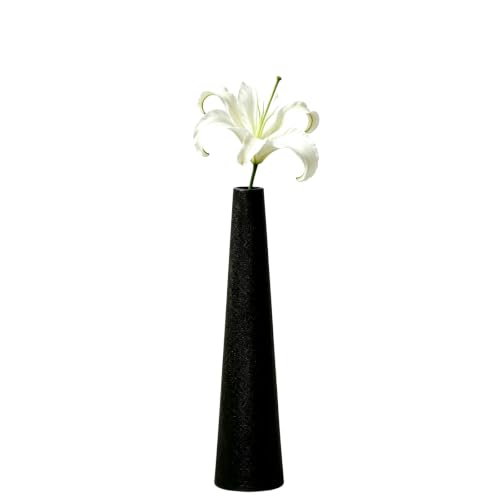 Image of 8.5 Inch Matte Black Ceramic Bud Vase, Conic Slender Single Stem Flower Container, Minimalist Decorative Floral Ornament for Home, Office, Table Centerpiece and Wedding