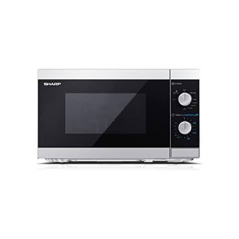 SHARP MG01ES Mikrowelle mit Grill (Mikrowelle: 800W, Grill: 1000W, 5 Leistungsstufen, Auftaufunktion, Abmessungen: 440x258x344cm), silber Cover