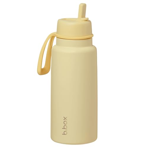 b.box Insulated Flip Top Drink Bottle, Triple Layer Stainless Steel, Keeps Drinks Cold up to 46 Hours, Leak-Proof Lid with Stainless Steel Straw, Ideal for Travel, Sports, BPA Free, 1L
