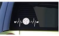 EZ-STIK Volleyball Heartbeat lifelineI263 8" Wide Sticker Decal Spike Set dig