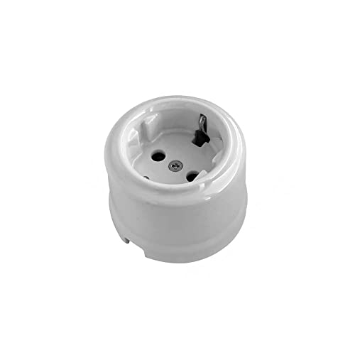 F LINE Enchufe de superficie de porcelana blanca con toma tierra 10A 250V