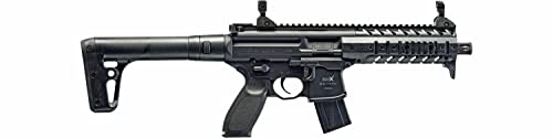 Sig Sauer Mpx .177 Cal Co2 Powered Air Rifle With Co2 90 Gram (2 Pack) And 500 Lead Pellets Bundle (Black, Folding Sights) #TOP1