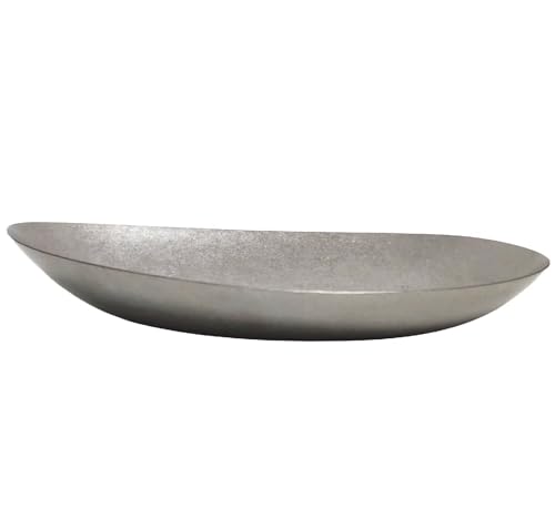 Lomoker Fruit Bowl, 11.8" Stainless Steel Decorative Platter for Kitchen Counter, Large Irregular Metal Serving Bowl, Silver & Gray