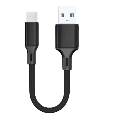 pluX 20cm Micro USB Charging Cable Braided Fast Charger Data Sync Lead for Galaxy, Android