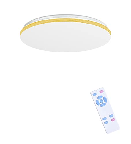 C-J-W LEDシーリングライト 6畳 薄型 木調目 リモコン付 無段階連続調光 昼光色 24W 2800LM 豆球常夜灯モード メモリ機能 30分/60分スリープタイマー 省エネ 天井照明器具 和室 和風 部屋 玄関 寝室 洗面所 台所 日本語説明書