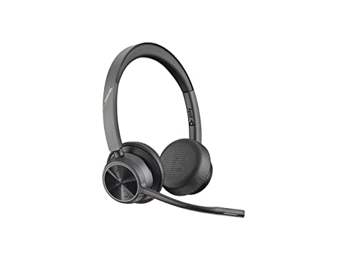 Image of Poly - Voyager 4320 UC Wireless Headset (Plantronics) - Headphones with Boom Mic - Connect to PC /Mac via USB-C Bluetooth Adapter, Cell Phone via Bluetooth - Works with Teams, Zoom & More,Black