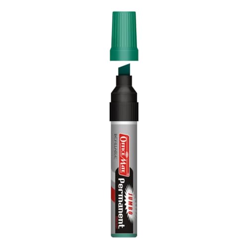 Image of Soni Officemate Jumbo Permanent Marker| Pack of 2 (Green) | Bold, Waterproof, Refillable | Low Odor, Non-Toxic | 10mm Chisel Tip | For Labeling, Signage & DIY