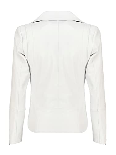 Women's Asymmetrical Zip-Up Real Lambskin Leather Motorcycle Jacket - Casual Fashion Moto Biker Leather Jacket Women #TOP1