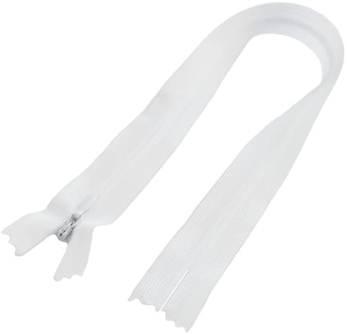 Aerzetix - C61119 - Set di 10 Cerniere Invisibili 40cm Non separabili - Cerniera Lampo - Colore Bianco - pelletteria Jeans Pantaloni Vestito Gonna Abbigliamento Cucito