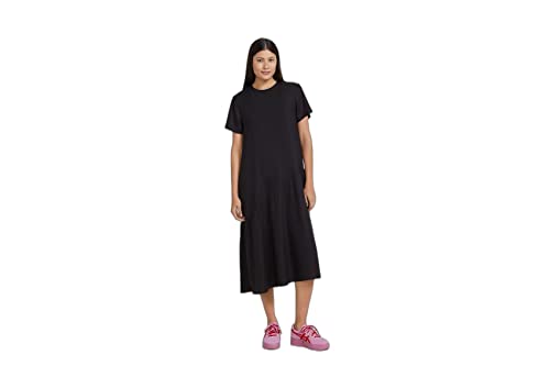 Vestido Midi Manga Curta Com Franzidos - Preto M