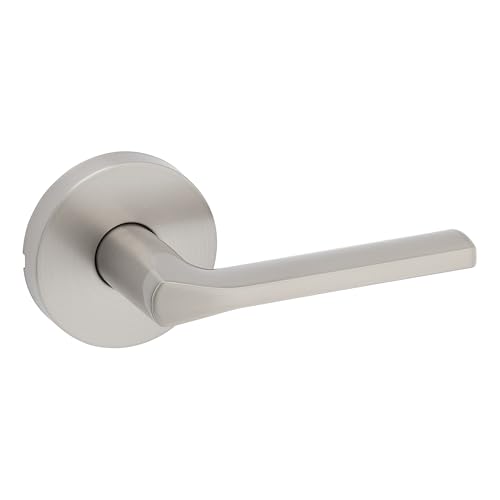 Kwikset Lisbon Interior Passage Door Handle, Round Lever for Closet and Hallway Doors, Reversible Non-Locking Handle Lever, Satin Nickel, with Microban Protection