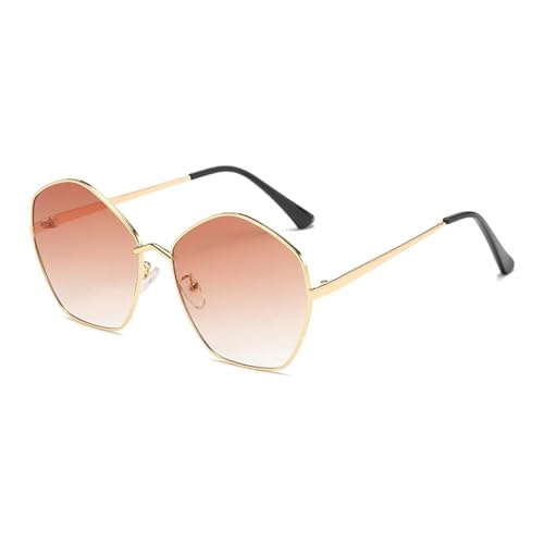 Lunettes de soleil polygonales en métal fin, design géométrique premium