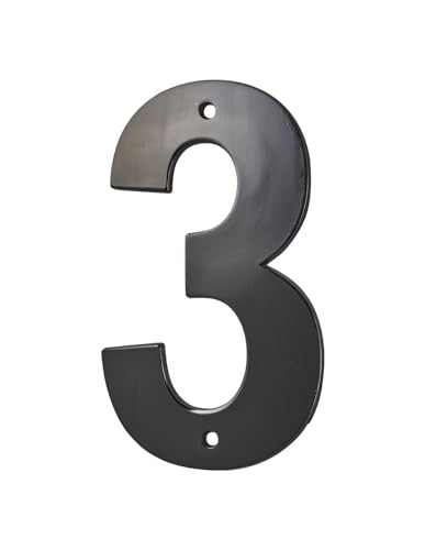 Targa numero civico 3 ,altezza 80mm Nero metallo, da avvitare - THIRARD